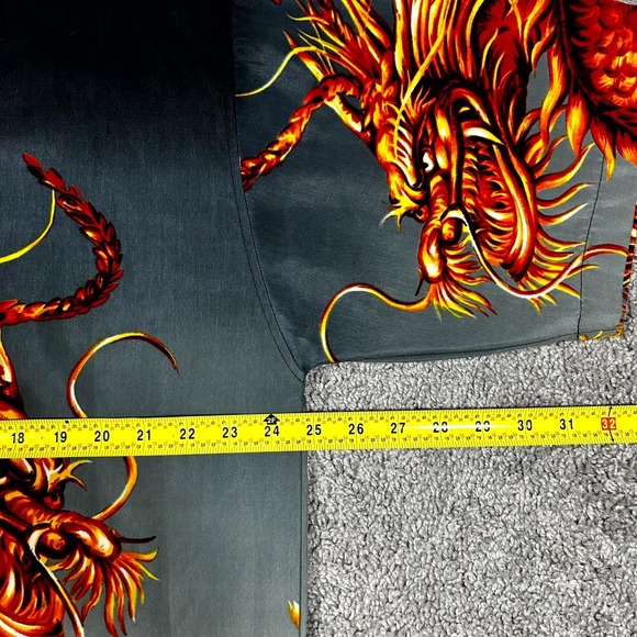 VTG No Boundaries Camp Button-Up Shirt Men's L Black Dragon Flames Grunge Skater - Picture 7 of 8